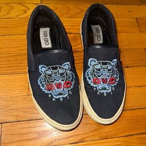 Kenzo Black and Blue Slip-On Shoes